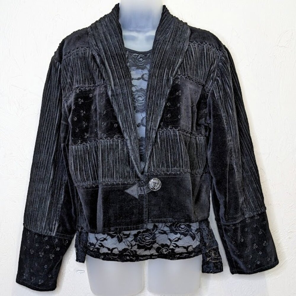 Vintage Southwestern Jacket Womens M Cotton Velvet Corduroy Oversized Casual 90s